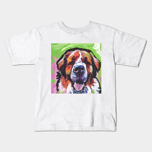 Saint St. Bernard Bright colorful pop dog art Kids T-Shirt by bentnotbroken11